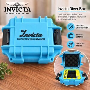 NEW Invicta Watch Single Slot Hard Case Watch Storage Diver Box Blue Box Only